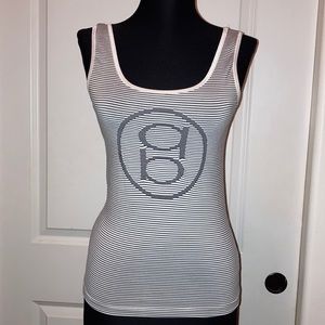 bebe Sexy Fitted Striped Tank Top White/Black bb M